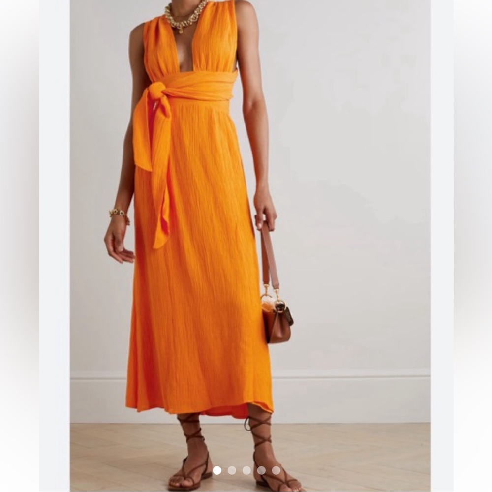 Faithfull the Brand Orange Midi Dress